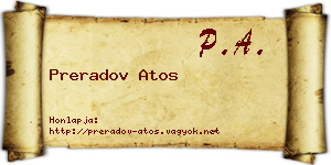 Preradov Atos névjegykártya